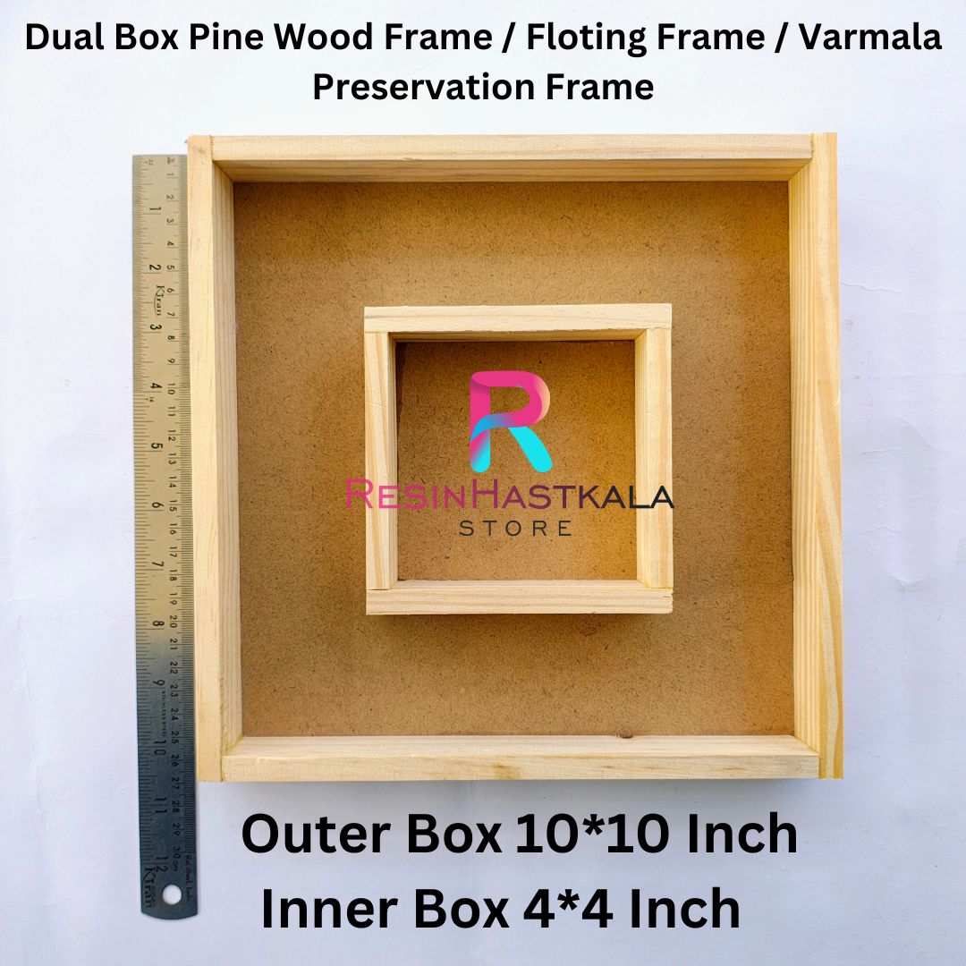 10*10 Inch Dual Box Pine Wood Frame / Floting Frame / Varmala Preservation Frame