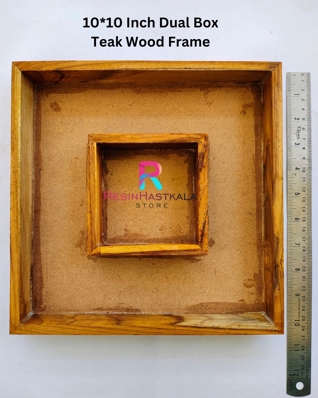 10*10 Inch Dual Box Teak Wood Frame / Floting Frame / Varmala Preservation Frame