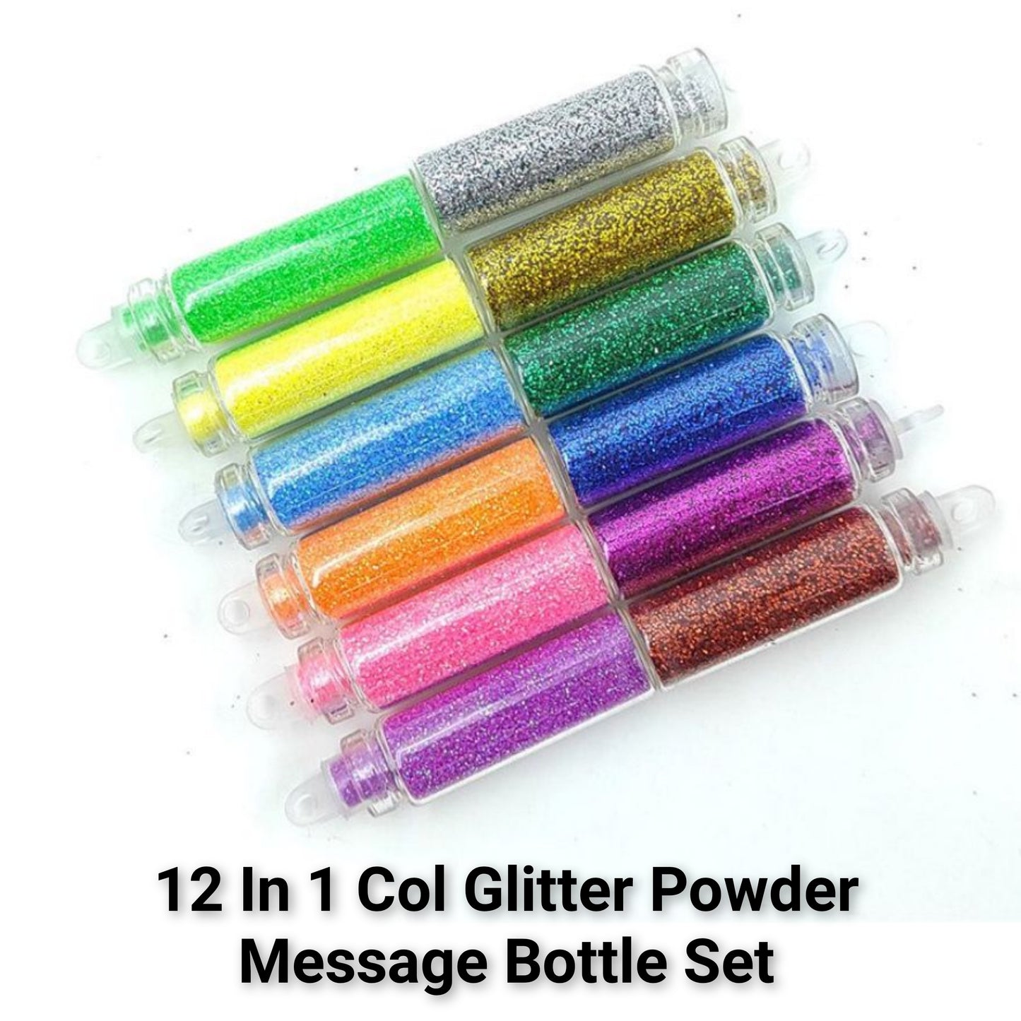 12 In 1 Col Glitter Powder Message Bottle Set