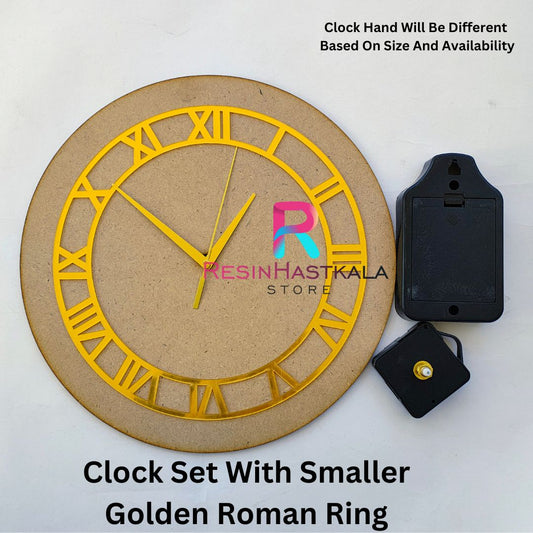 Golden Clock Set With Smaller Roman Ring