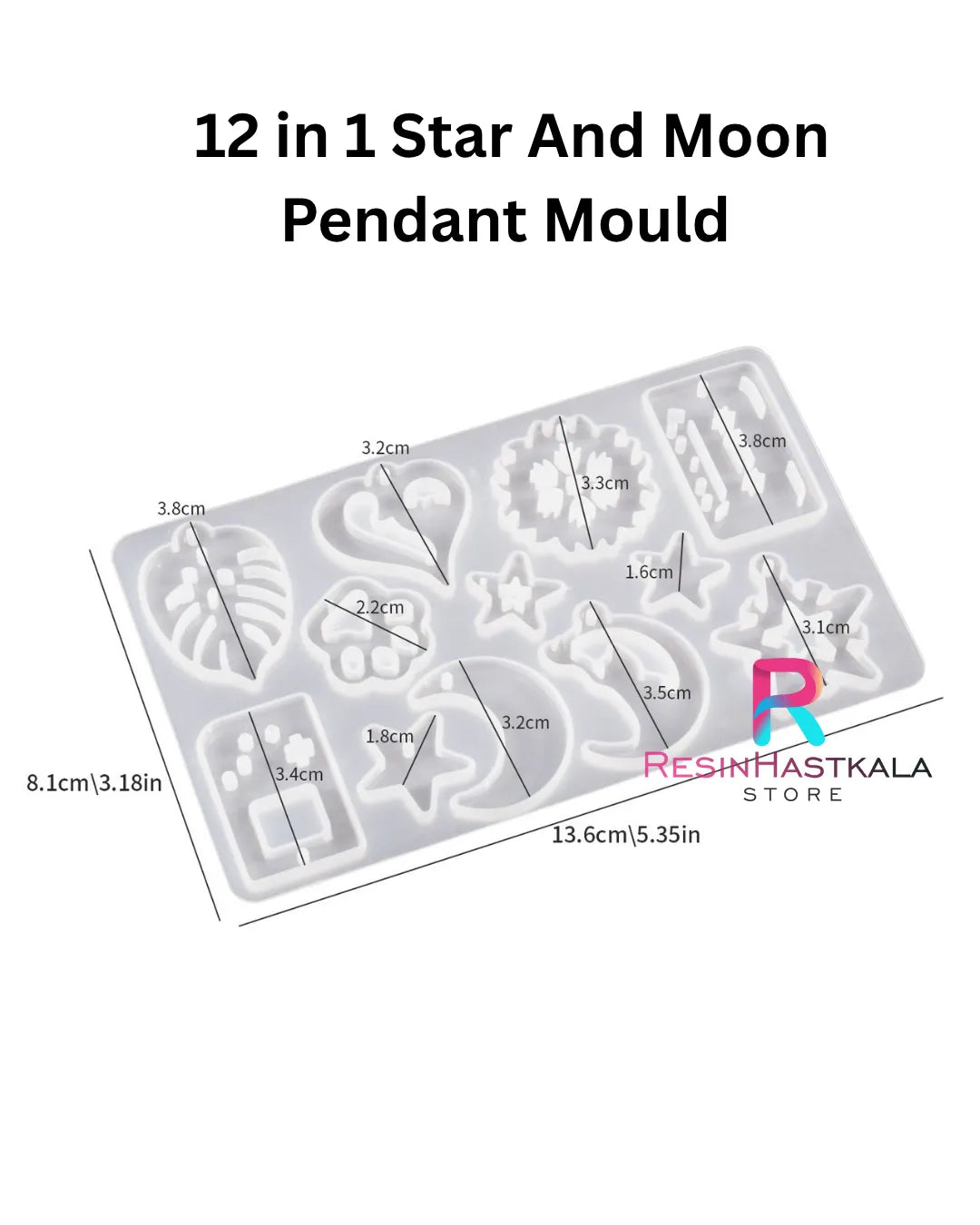 12 in 1 Star And Moon Pendant Mould
