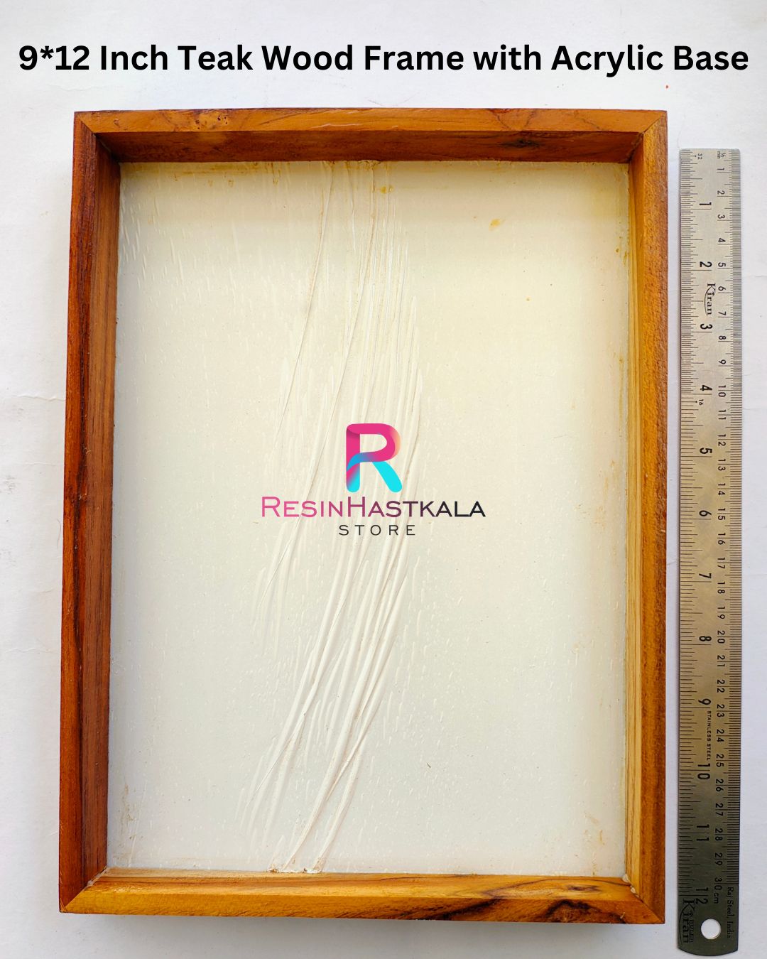 9*12 Inch Teak Wood Frame / Floting Frame / Varmala Preservation Frame with Acrylic Base