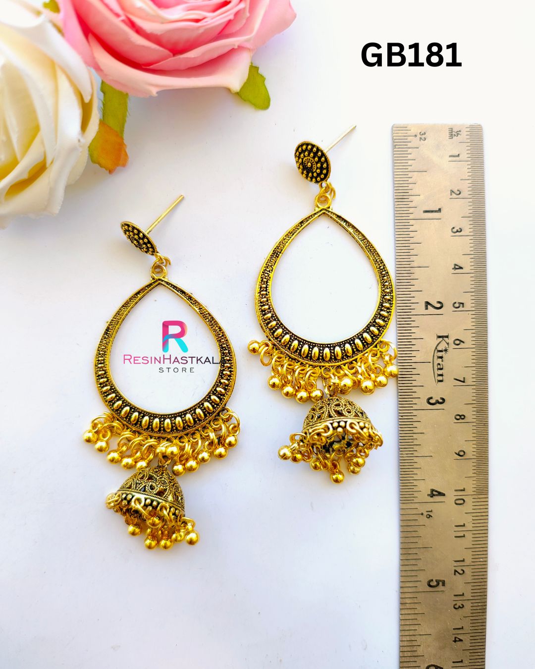 Golden Earring Bezel/Jumkha With Jumar (GB181)