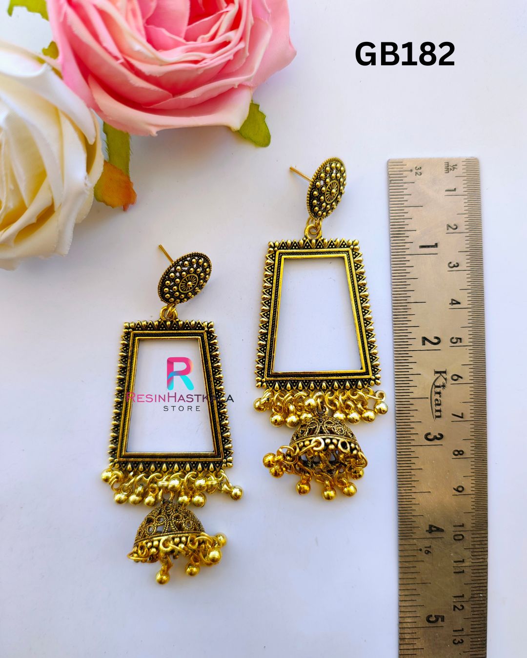 Golden Earring Bezel/Jumkha With Jumar (GB182)