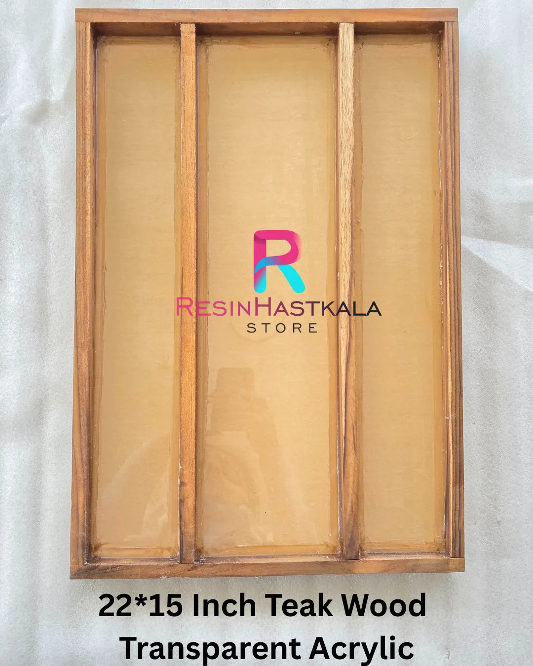 22×15 Inch Teak Wood Photo Frame | Transparent Acrylic | 3 Partition