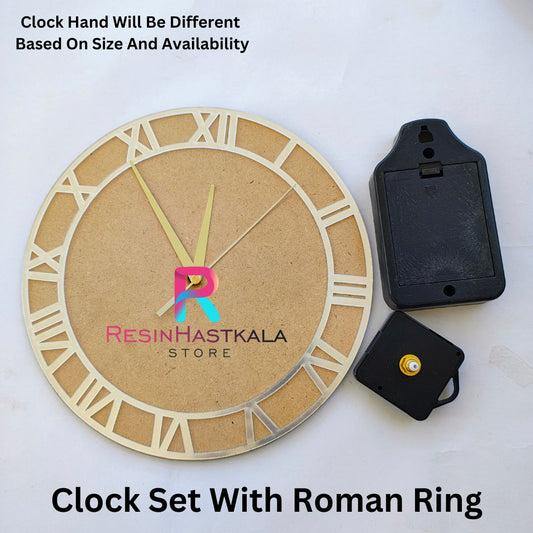 Silver Clock Set With Roman Ring