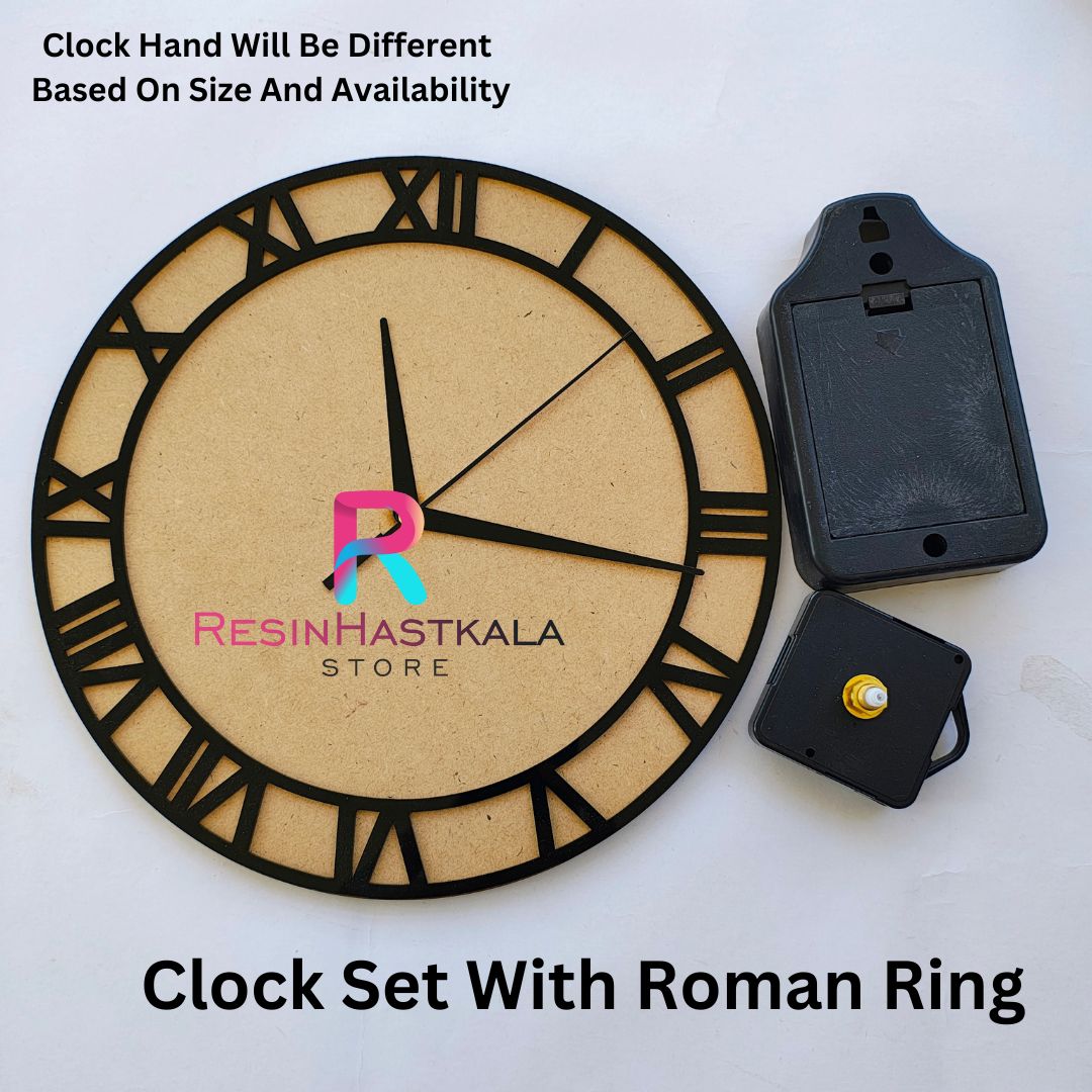 Black Clock Set With Roman Ring