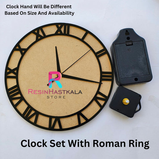Black Clock Set With Roman Ring