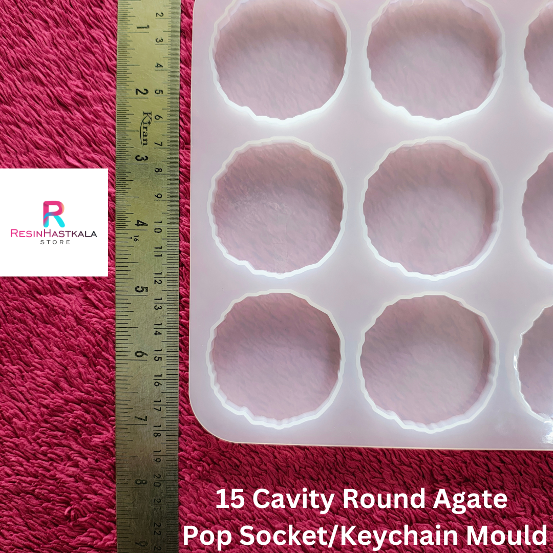 15 Cavity Round Agate Pop Socket/Keychain Mould