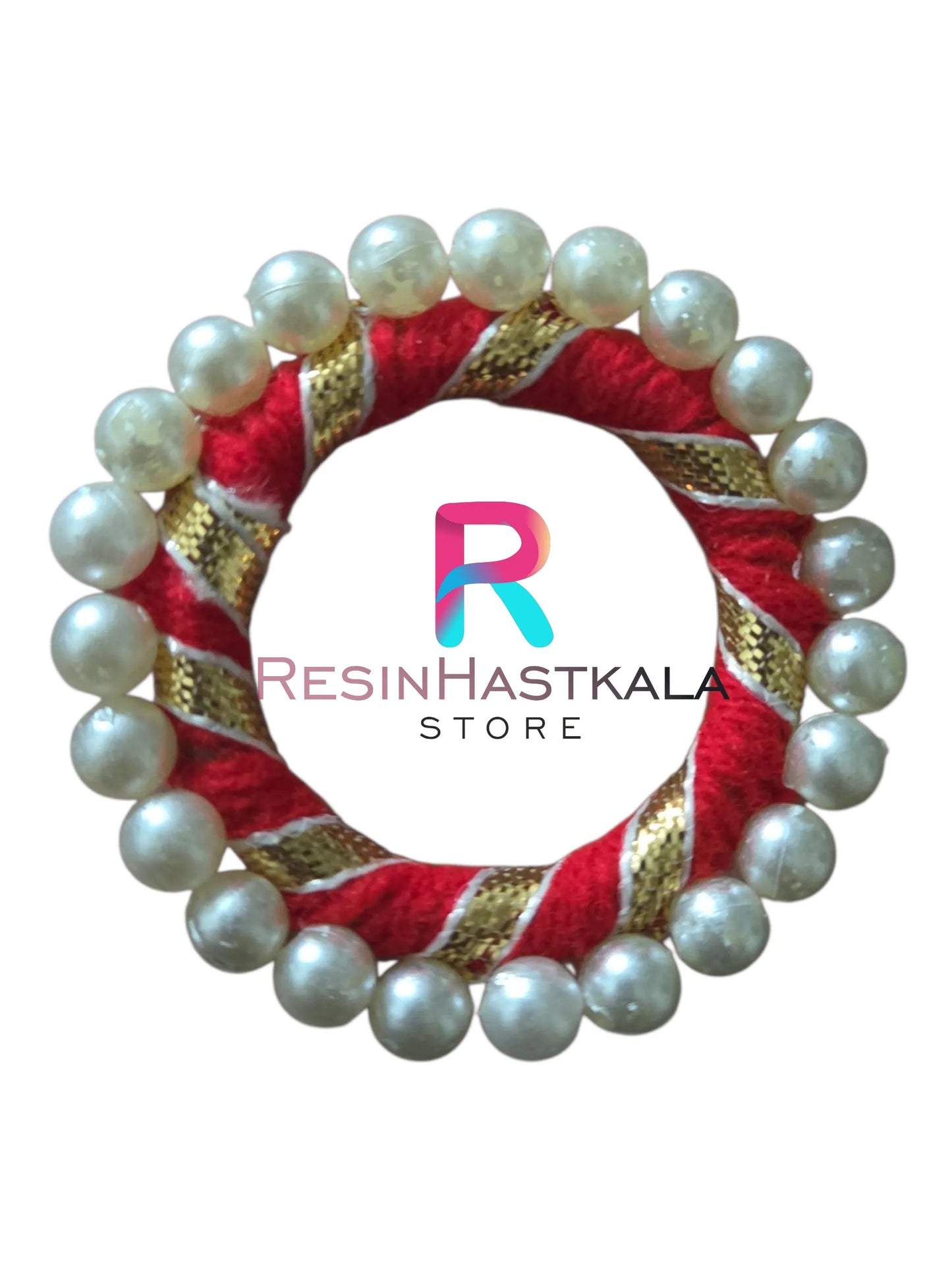 2 Inch Red Colour Pearl Ring