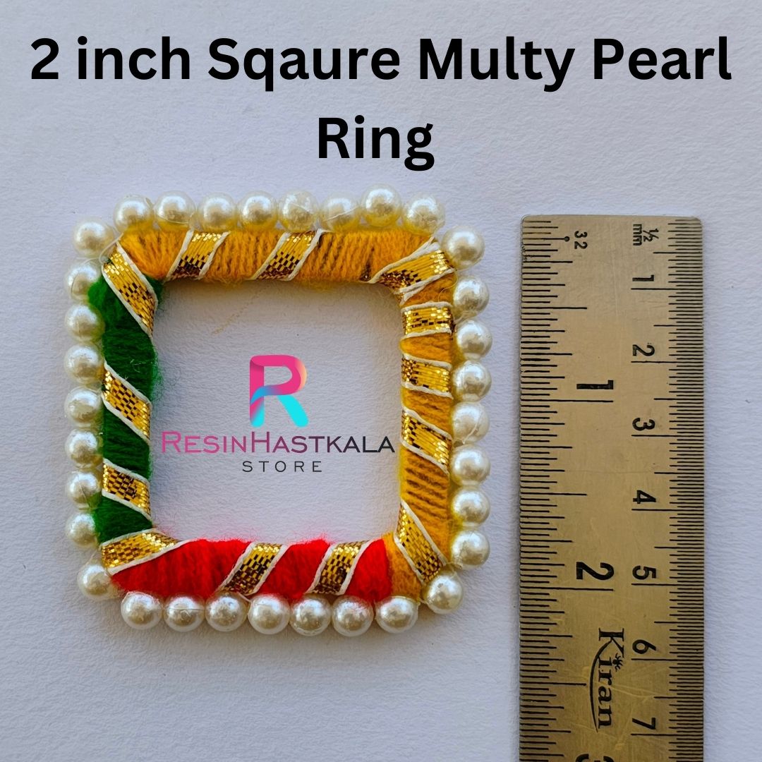 2 inch Sqaure Multy Pearl Ring