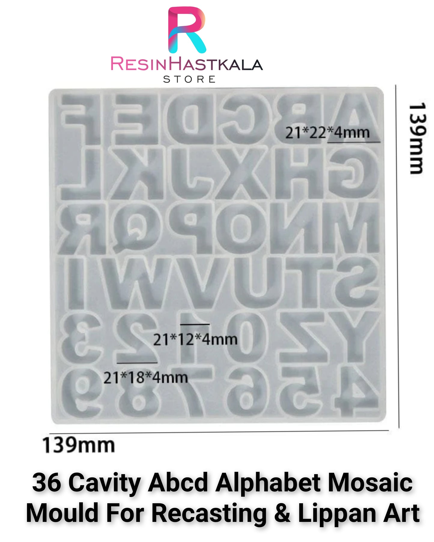 36 Cavity Alphabet / Abcd Mosaic Mould For Recasting & Lippan Art