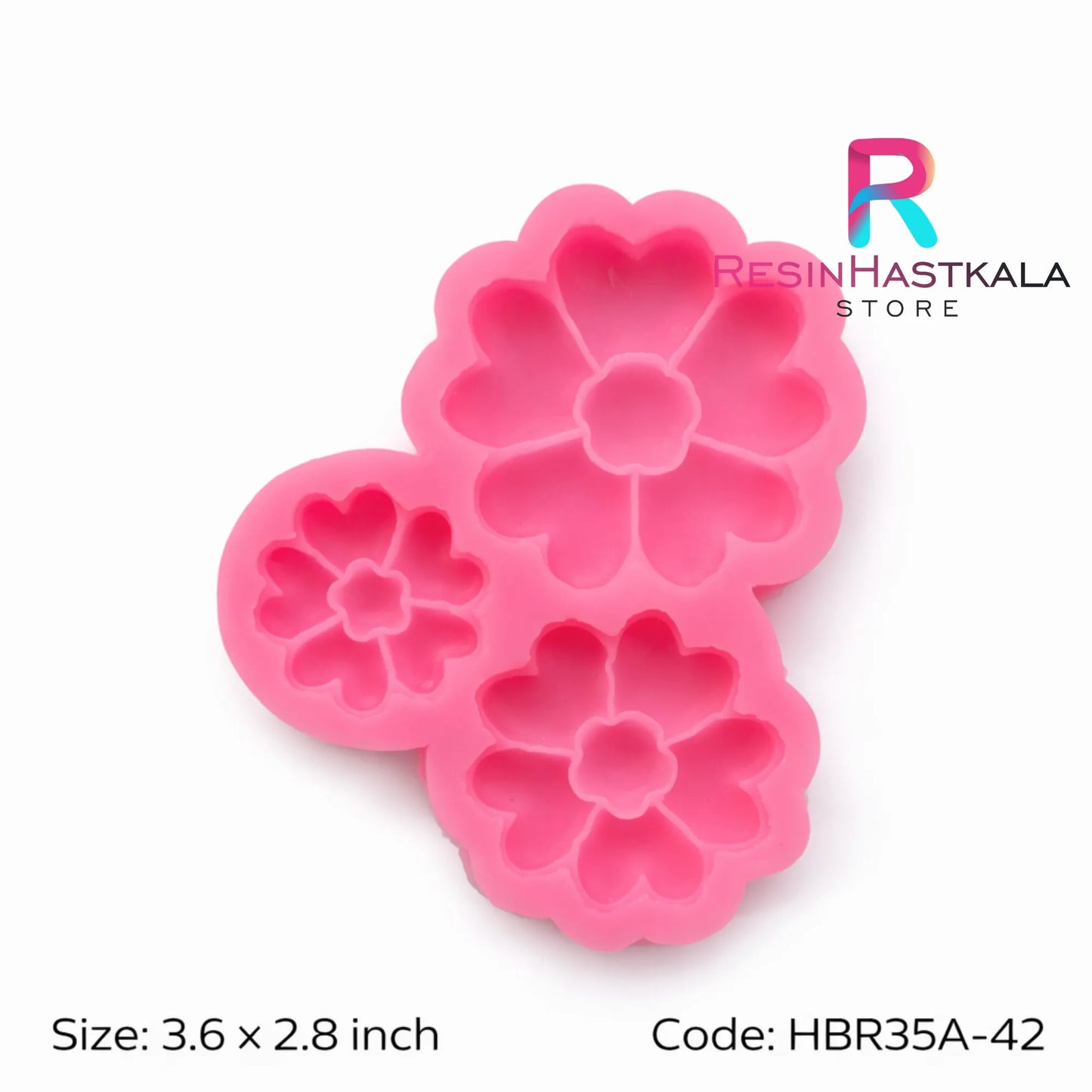 3 Cavity Daisy Flower Pink Mould โ HBR35A-42