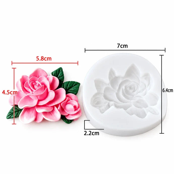 3D Blooming Rose Flower Bouquet Mould with Leaves for Candle Making, Resin & Concrete Art