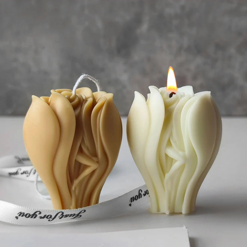 3D Fairy In Rose Petals Pillar Handmade Candle Mould