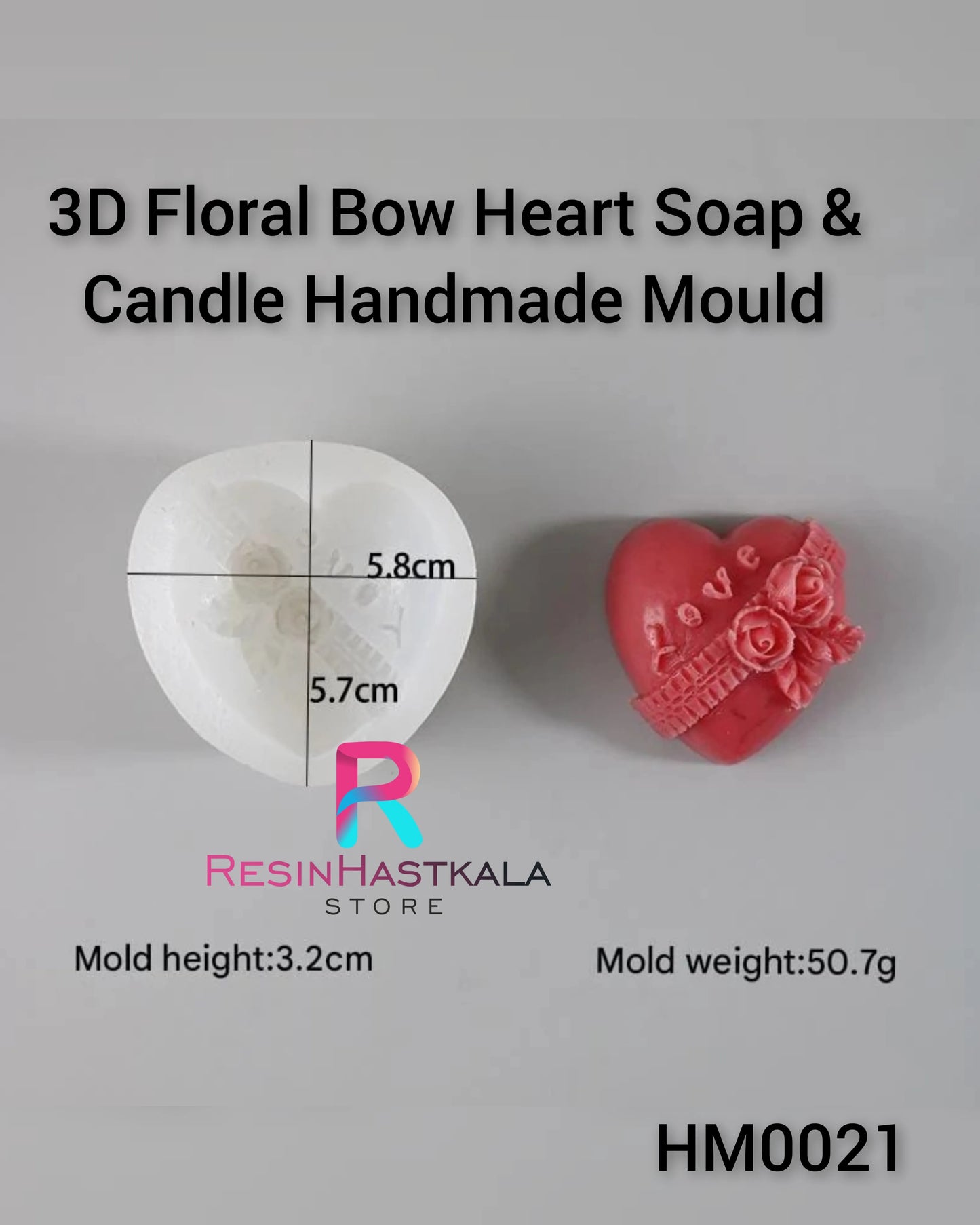 3D Floral Bow Heart Soap & Candle Handmade Mould