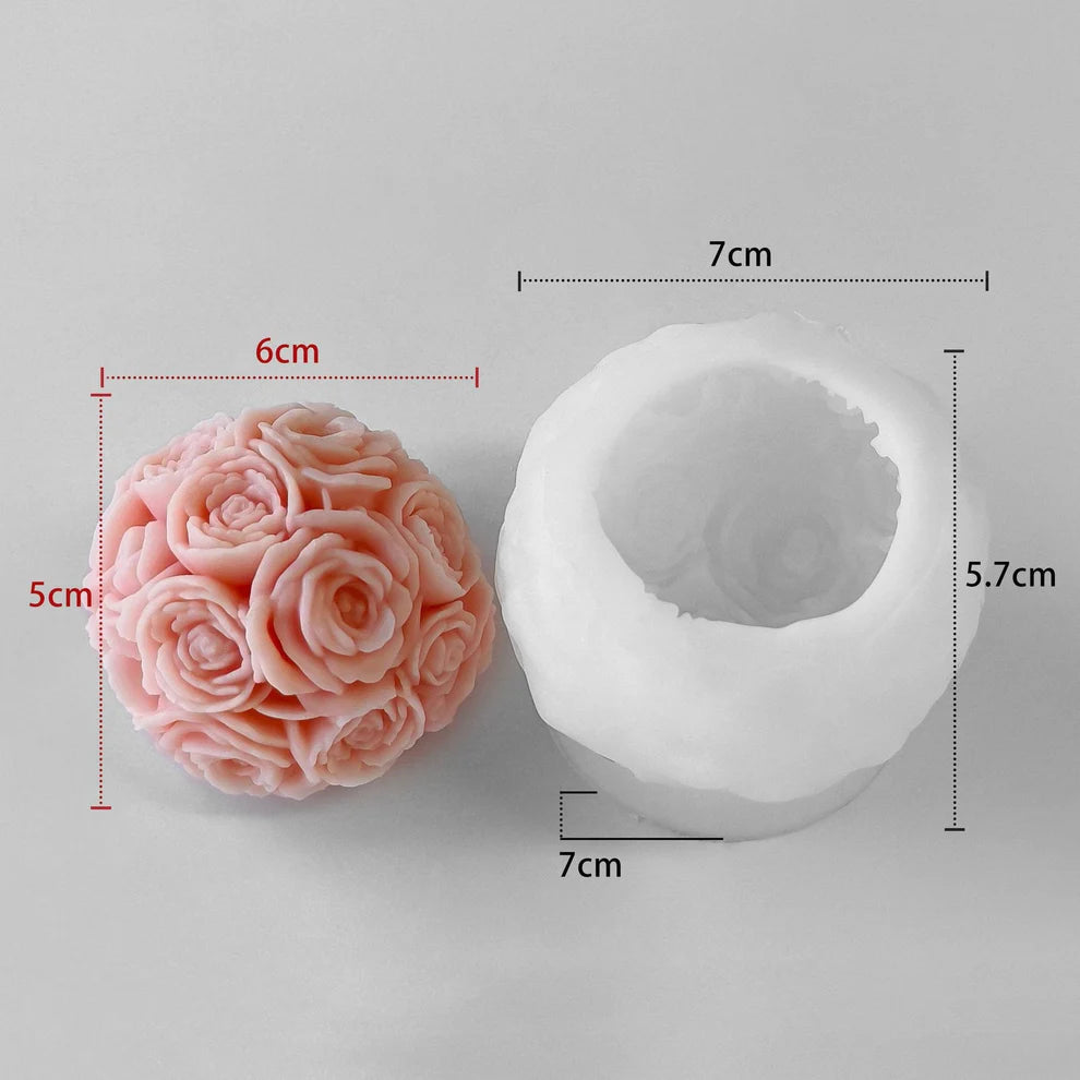 3D Rose Ball Candle Handmade Mould (HM0249)
