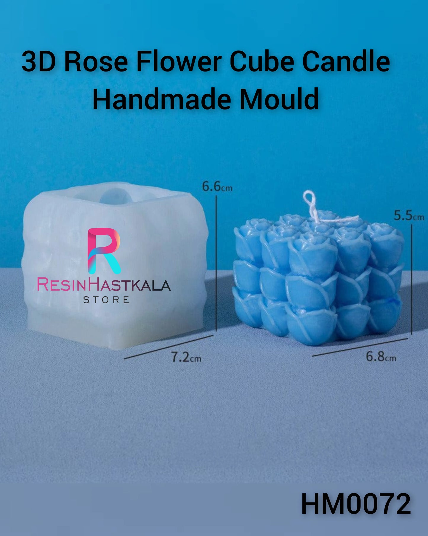 3D Rose Flower Cube Candle Handmade Mould