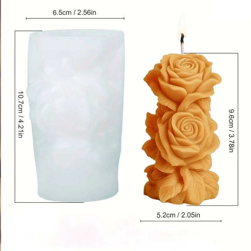 3D Rose Piller Candle Handmade Mould (HM0246)