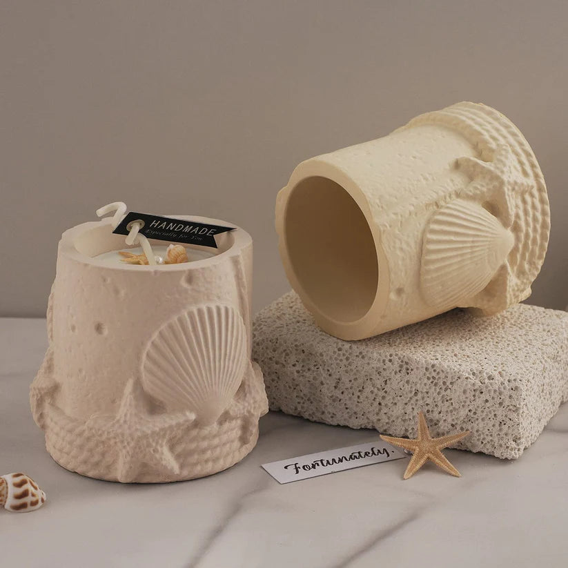 3D Seashell & Star Candle Jar Mould