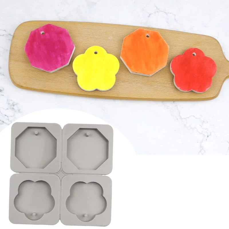 4-Cavity Octagon & Flower Hanging Tag Wax Sachets Mould