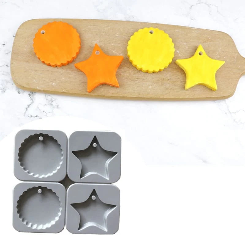 4-Cavity Star & Scalloped Round Hanging Tag Wax Sachets Mould