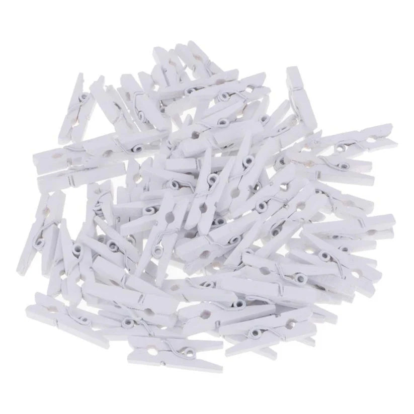 4.8 Cm White Colour Wooden Clips (10 Piece)