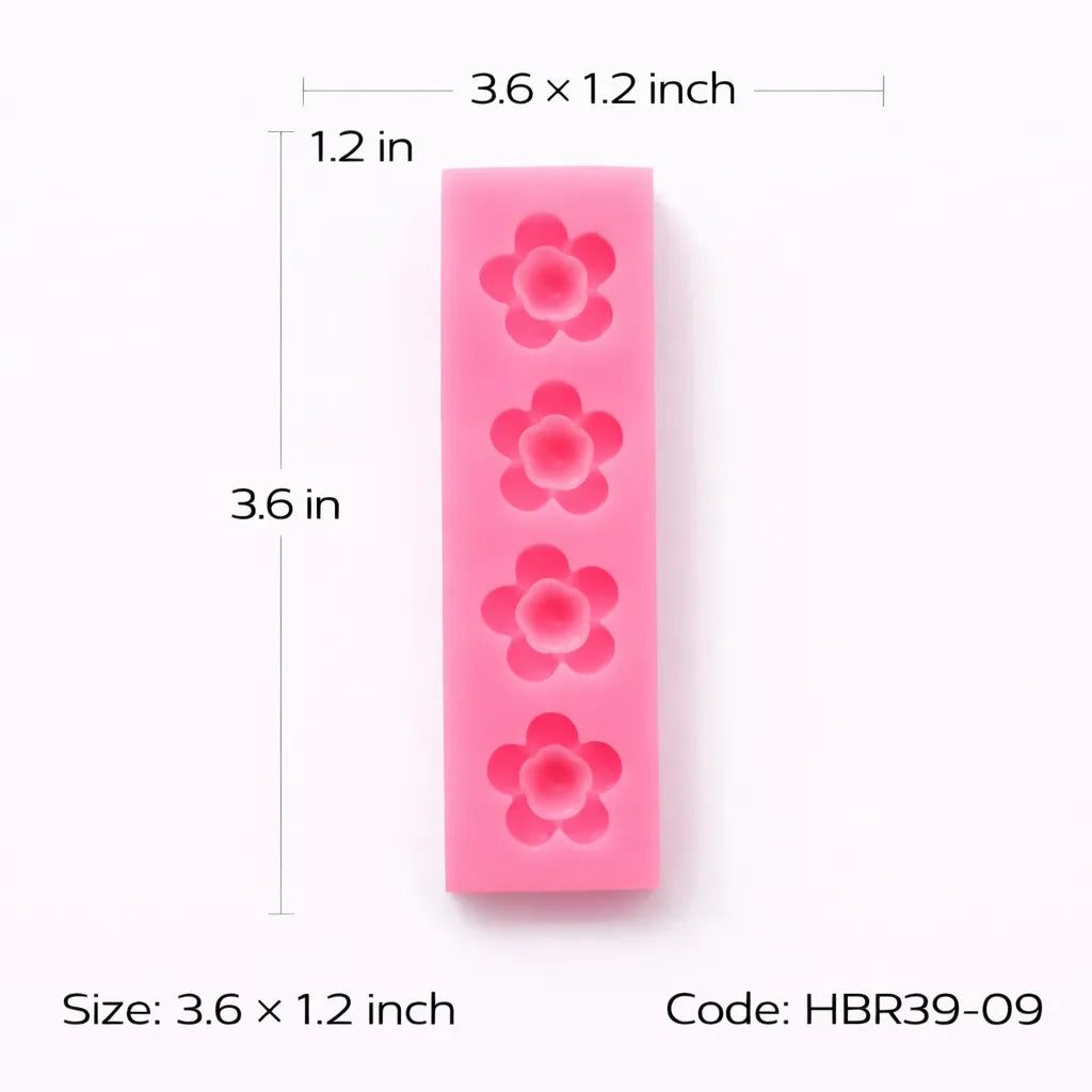 4 Cavity Flower Handmade Pink Mould - HBR39-09