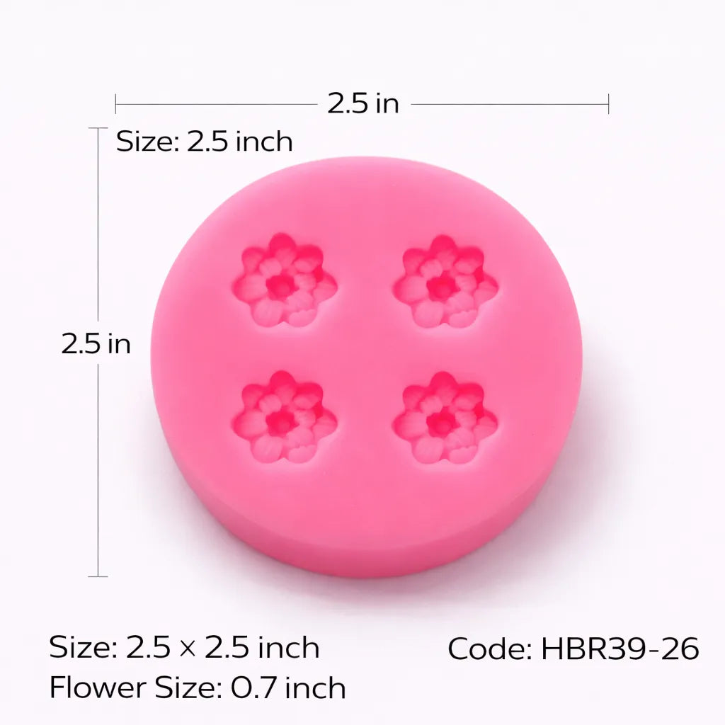 4 Cavity Flower Handmade Pink Mould - HBR39-26