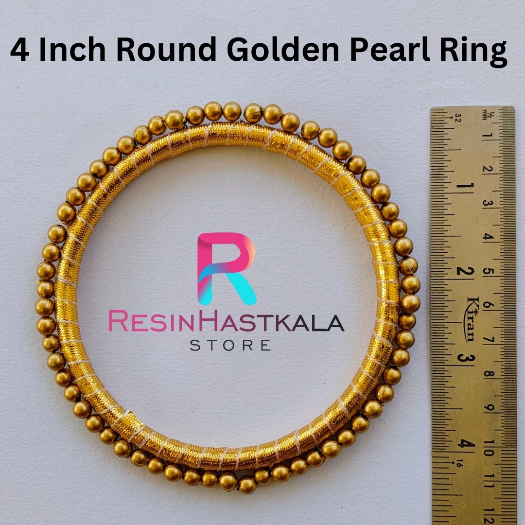 4 Inch Round Golden Pearl Ring
