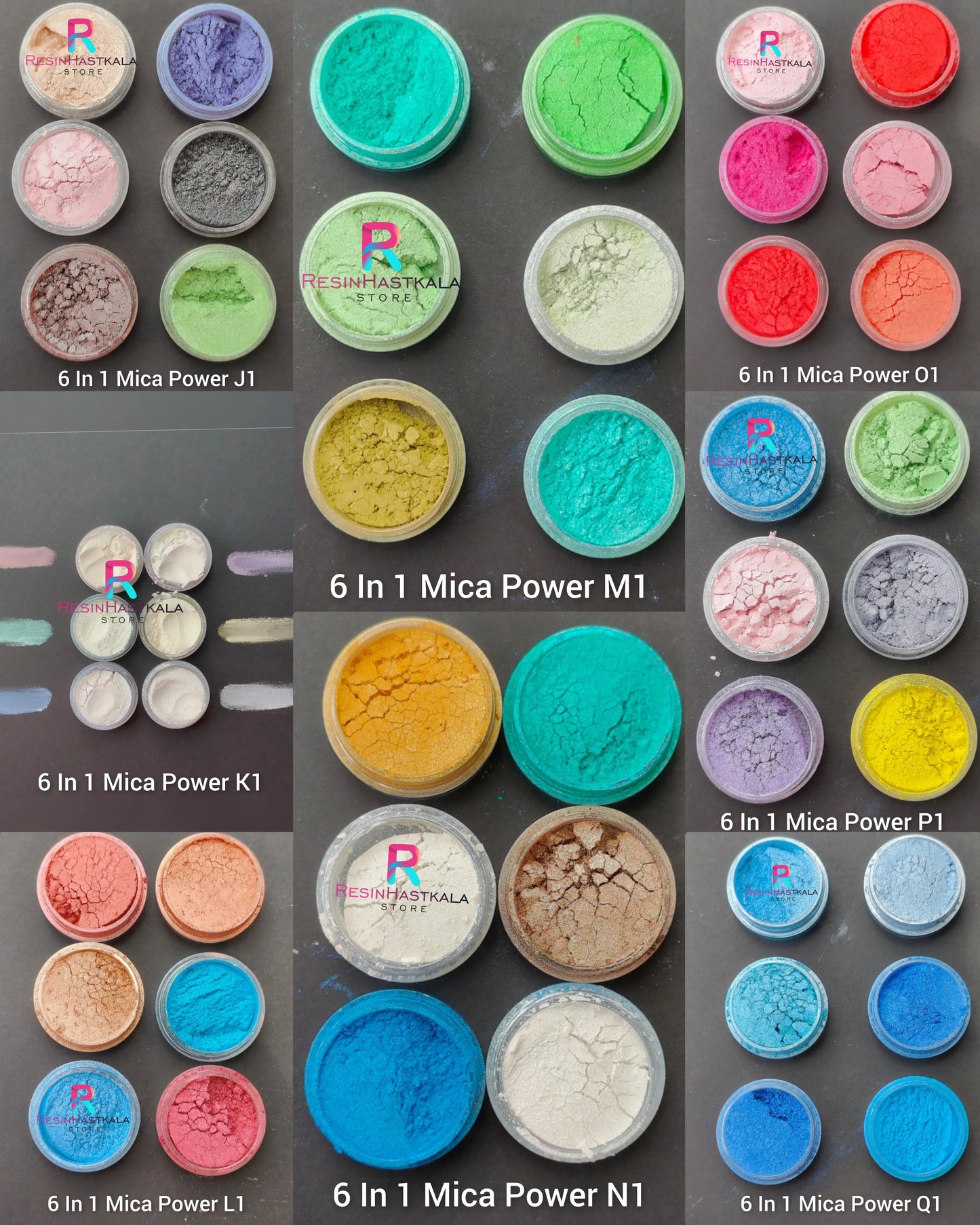 6 In 1 Pearl Mica Powder Combo | J1 to Q1 | Shades (8 Sets)