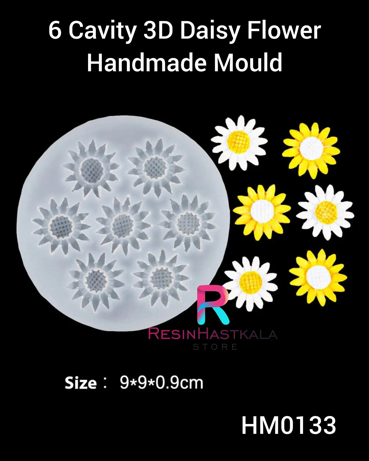 6 Cavity 3D Daisy Flower Candle Handmade Mould (HM0133)