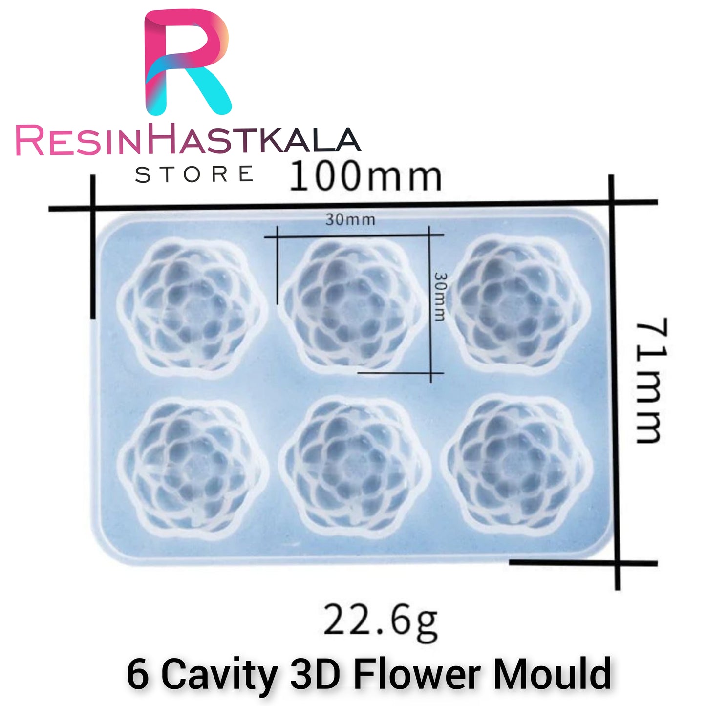 6 Cavity 3D Flower Mould