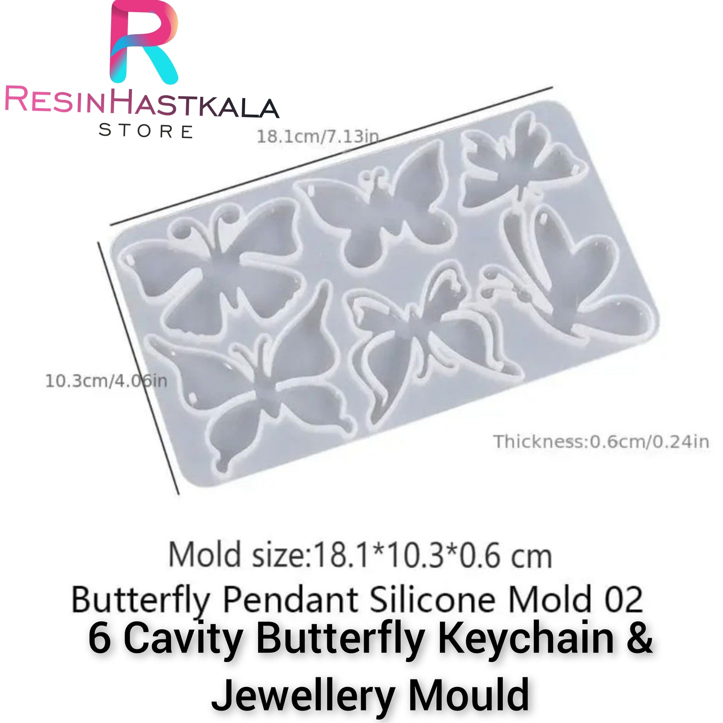 6 Cavity Butterfly Keychain & Jewellery Mould