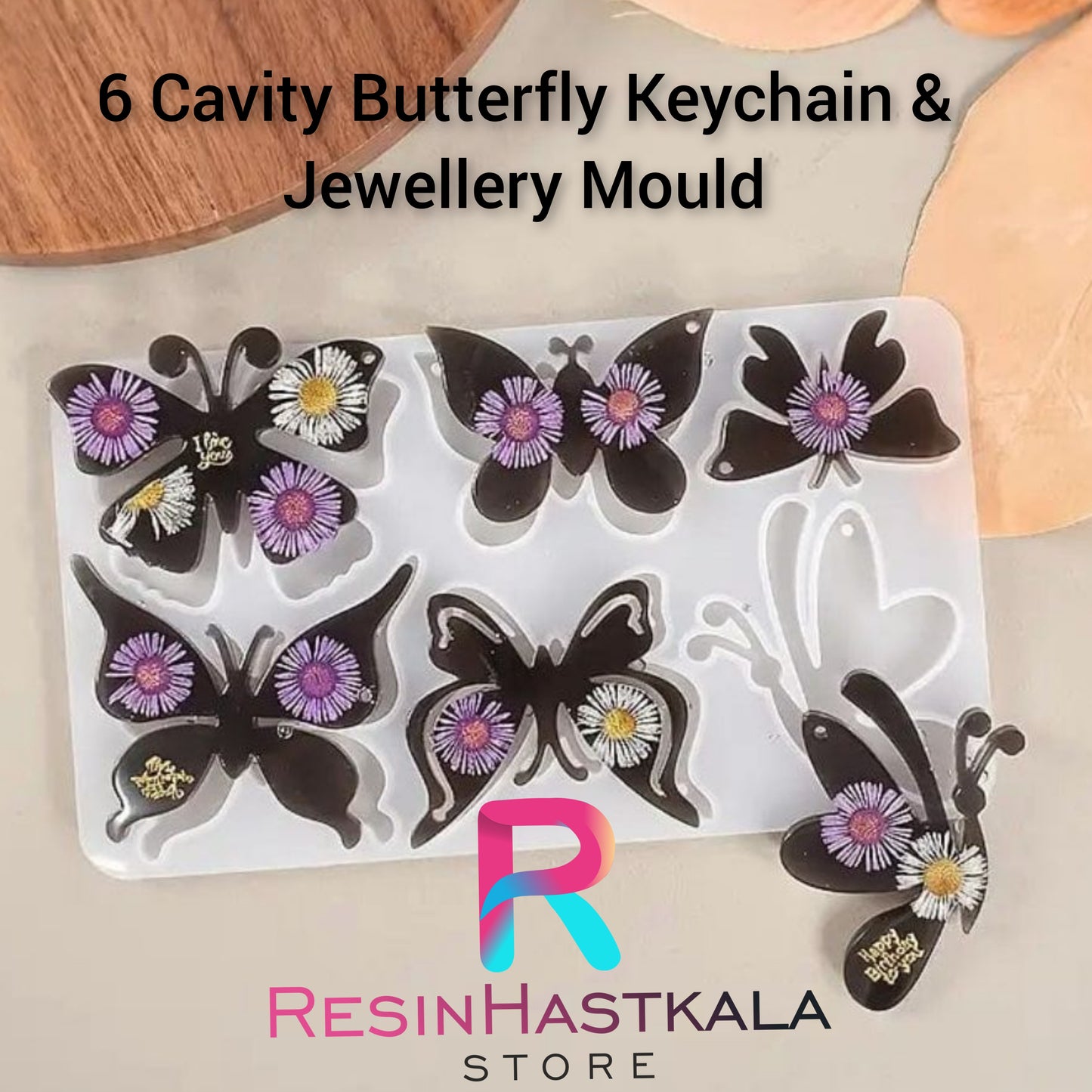 6 Cavity Butterfly Keychain & Jewellery Mould