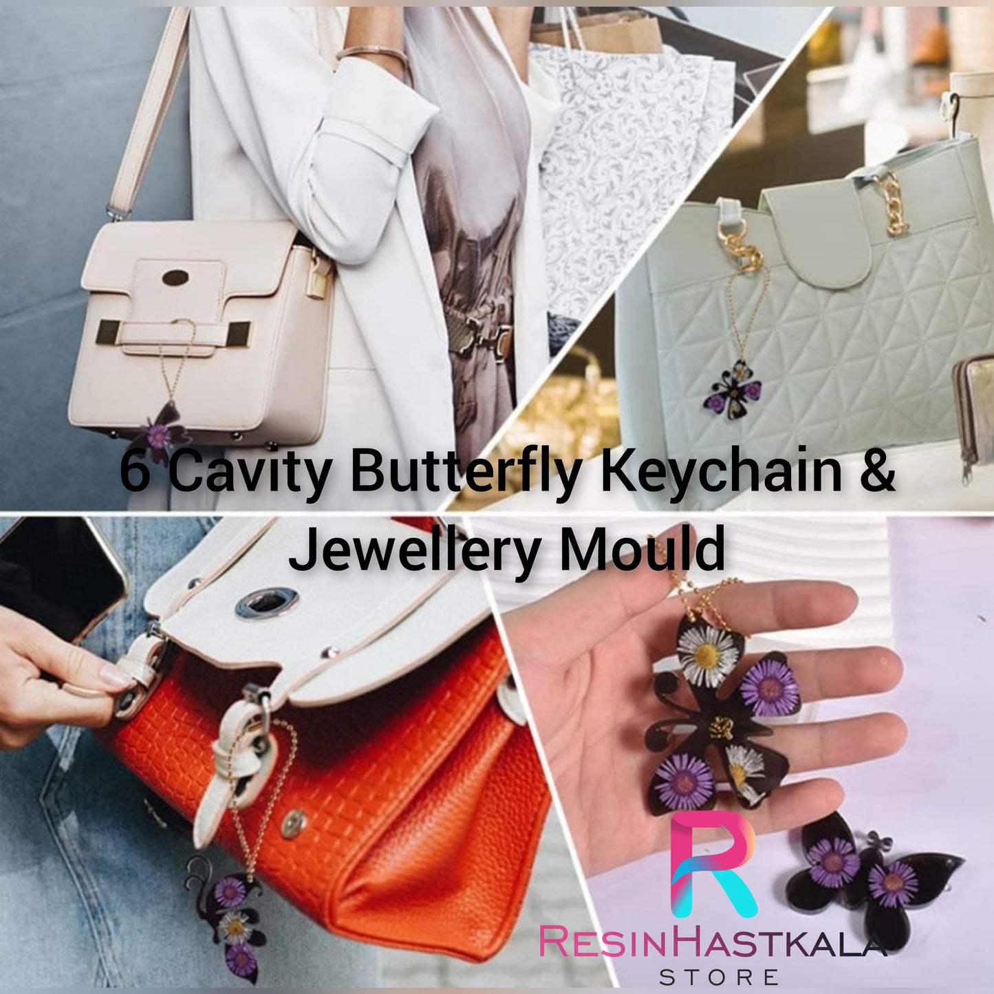 6 Cavity Butterfly Keychain & Jewellery Mould