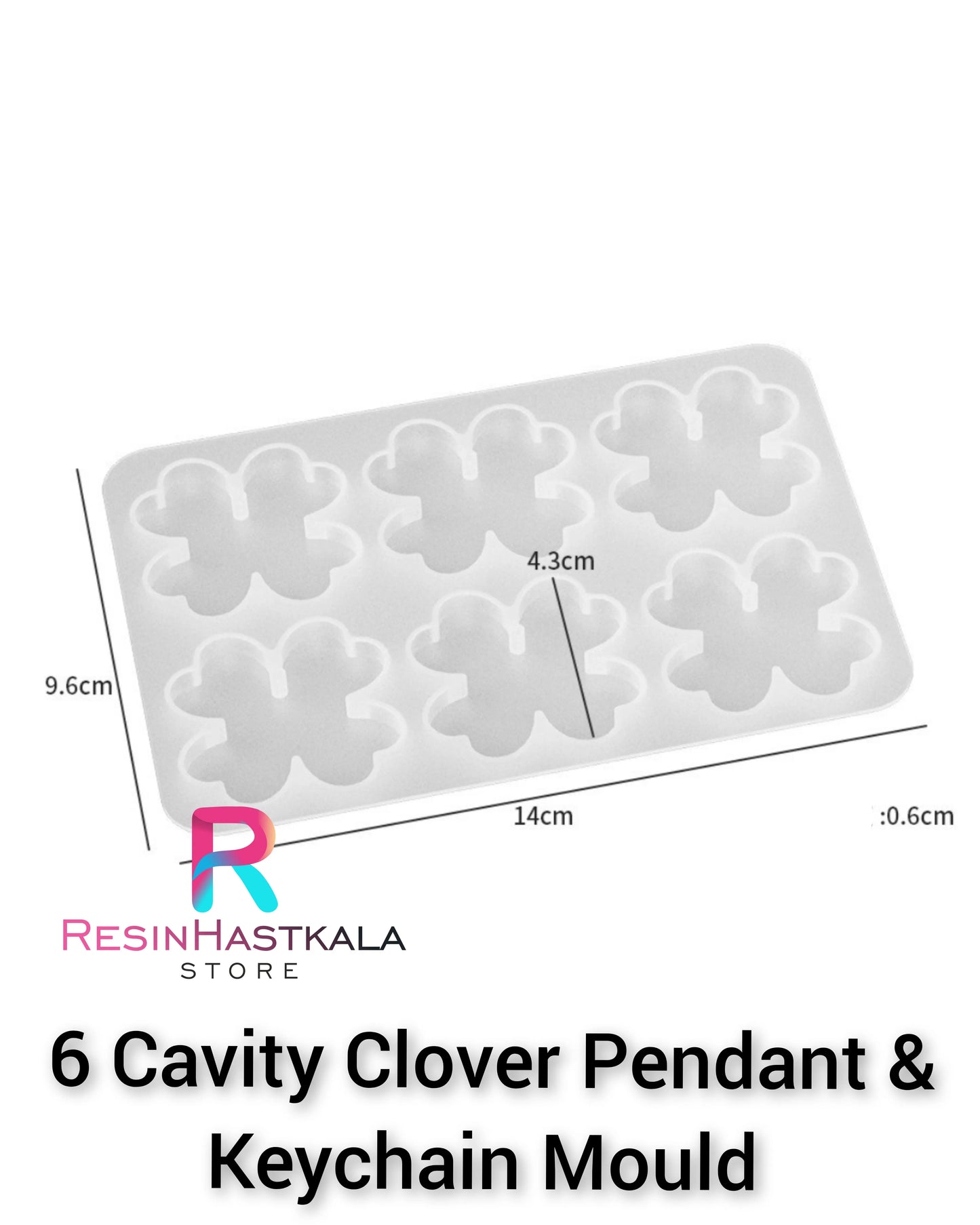 6 Cavity Clover Pendant & Keychain Mould