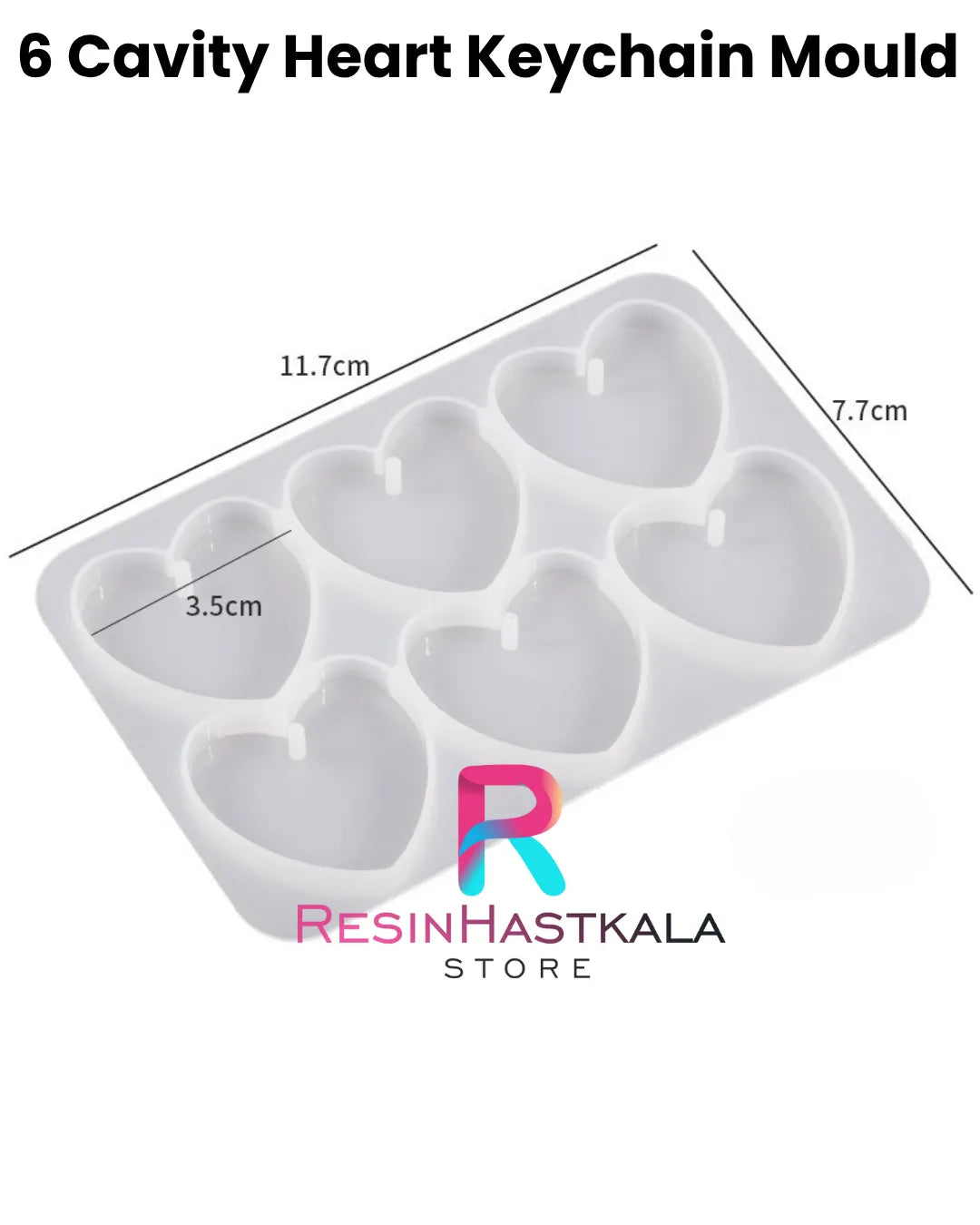6 Cavity Heart Keychain Mould