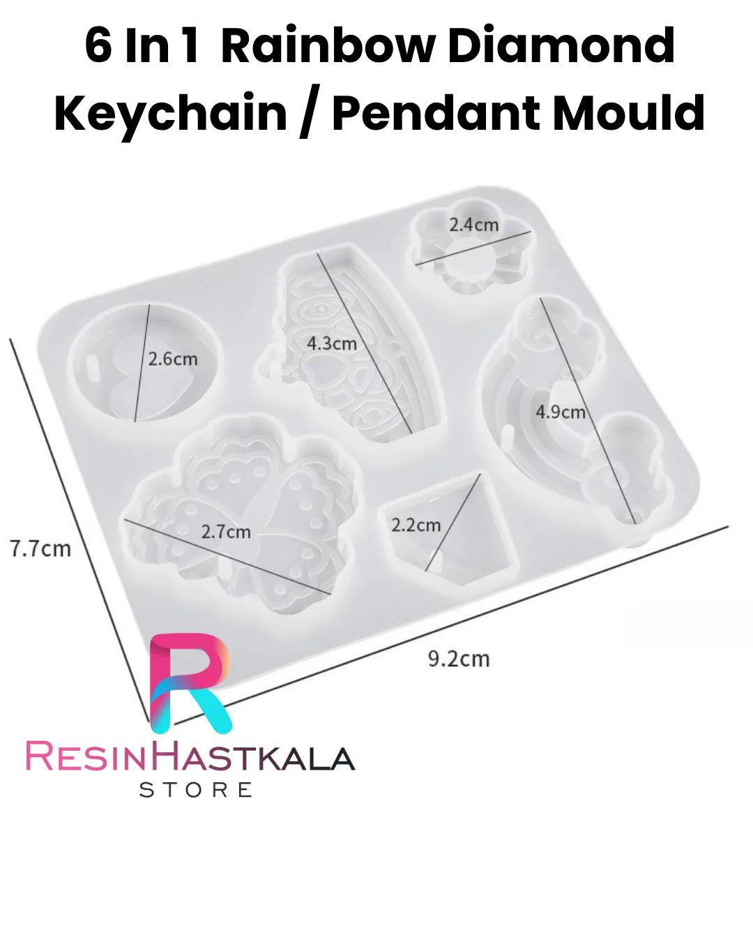 6 In 1 Rainbow Diamond Keychain / Pendant Mould