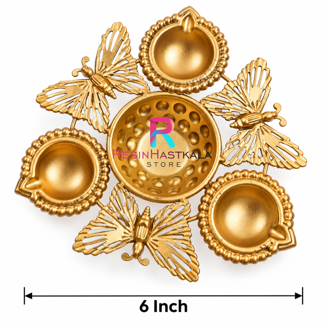6 Inch Powder-Coated Metal Butterfly Urli for Candle Making