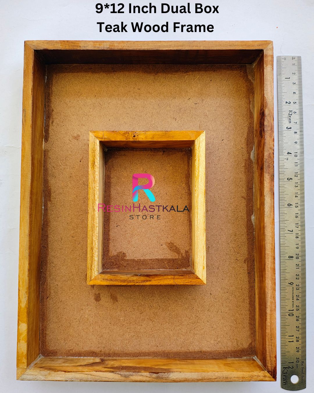 9*12 Inch Dual Box Teak Wood Frame / Floting Frame / Varmala Preservation Frame