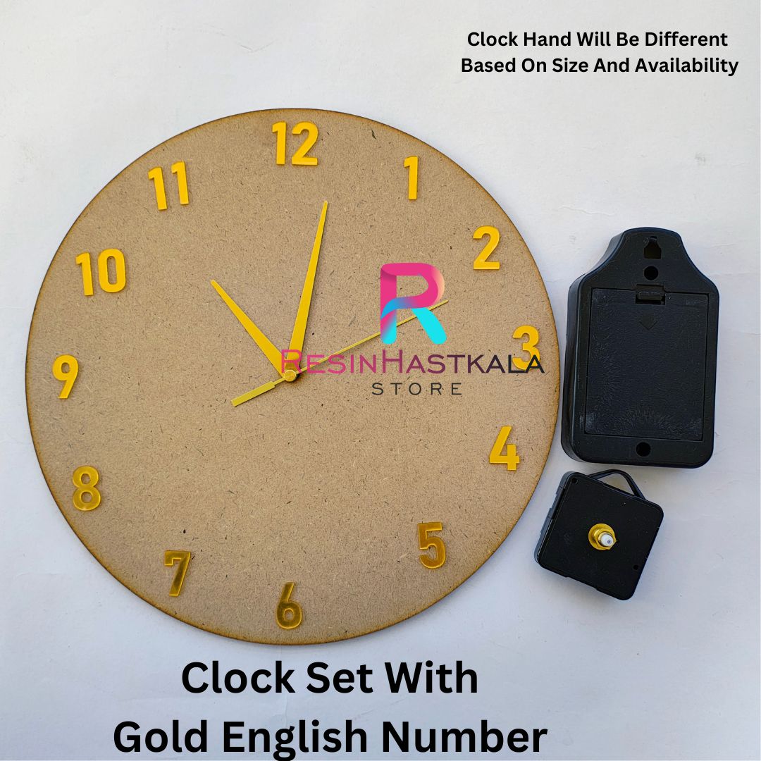 Golden English Number Clock Set
