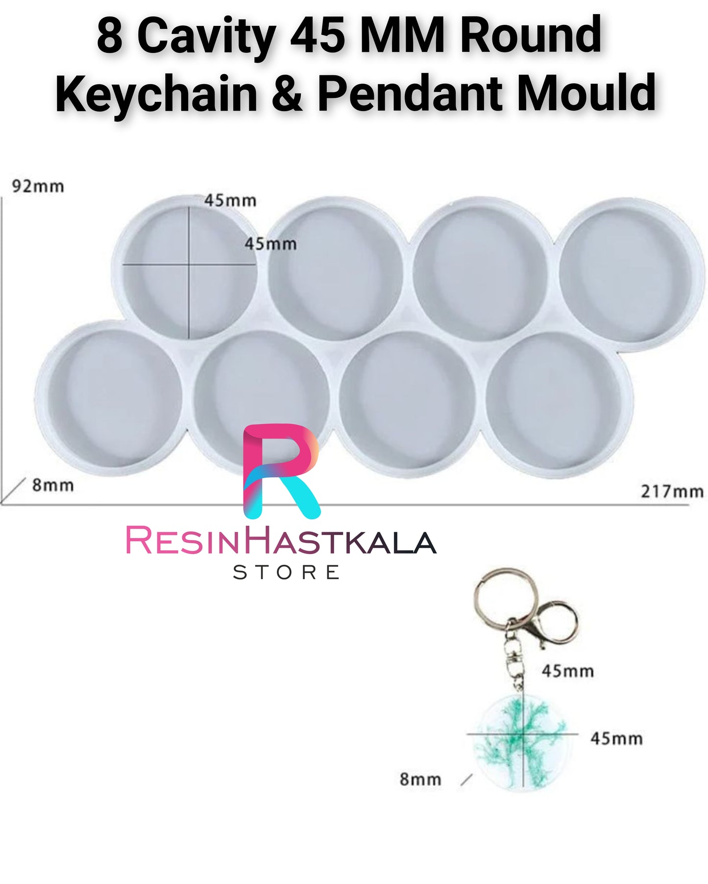 8 Cavity 45 MM Round Keychain & Pendant Mould