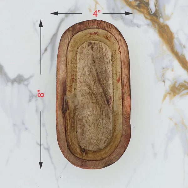 Oval Boat Wooden Candle Bowl