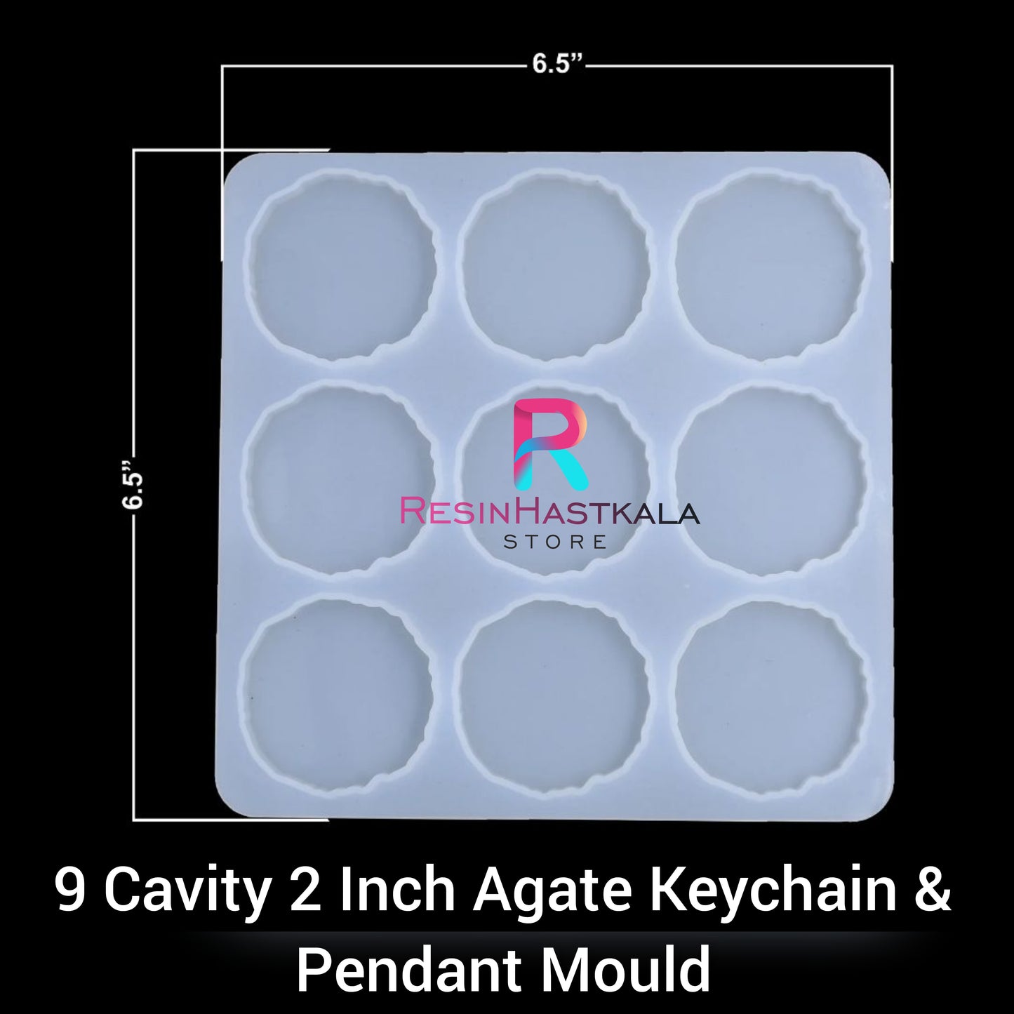 9 Cavity 2 Inch Agate Keychain & Pendant Mould