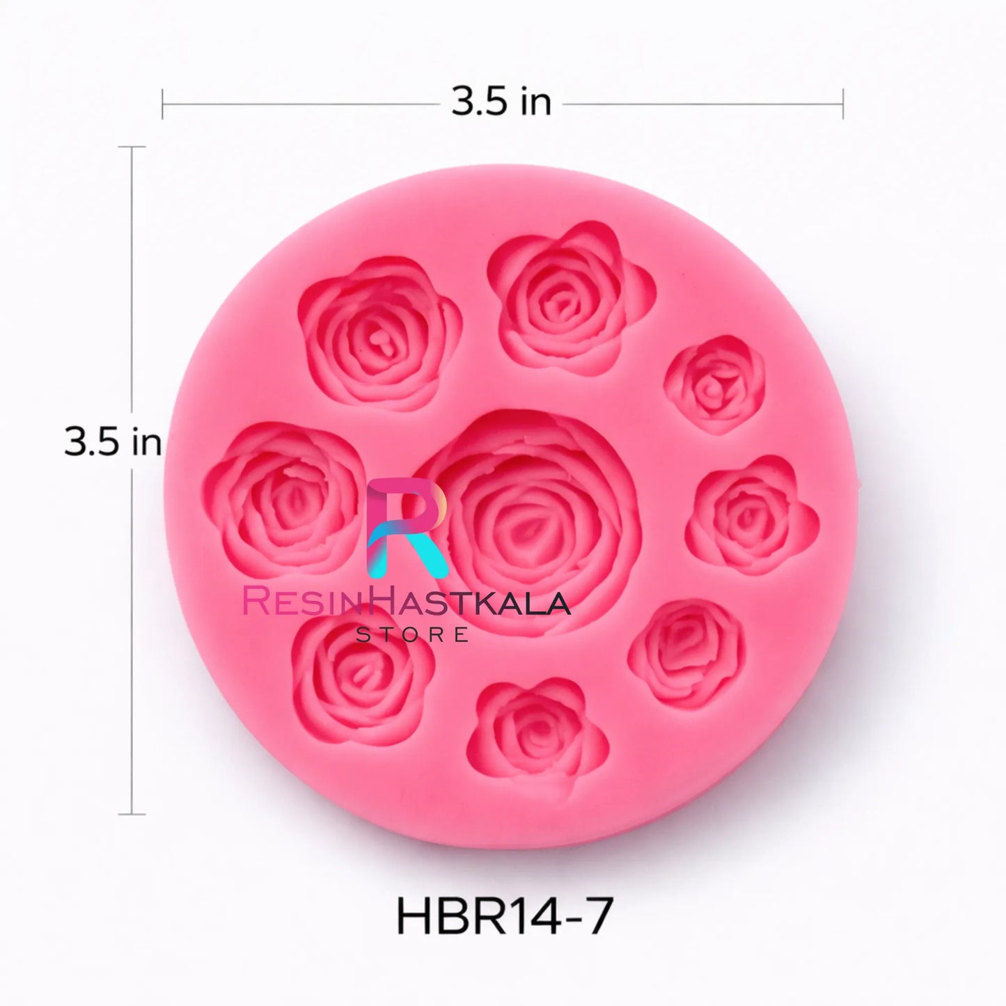 9 Cavity Rose Flower Pink Mould - HBR14-7