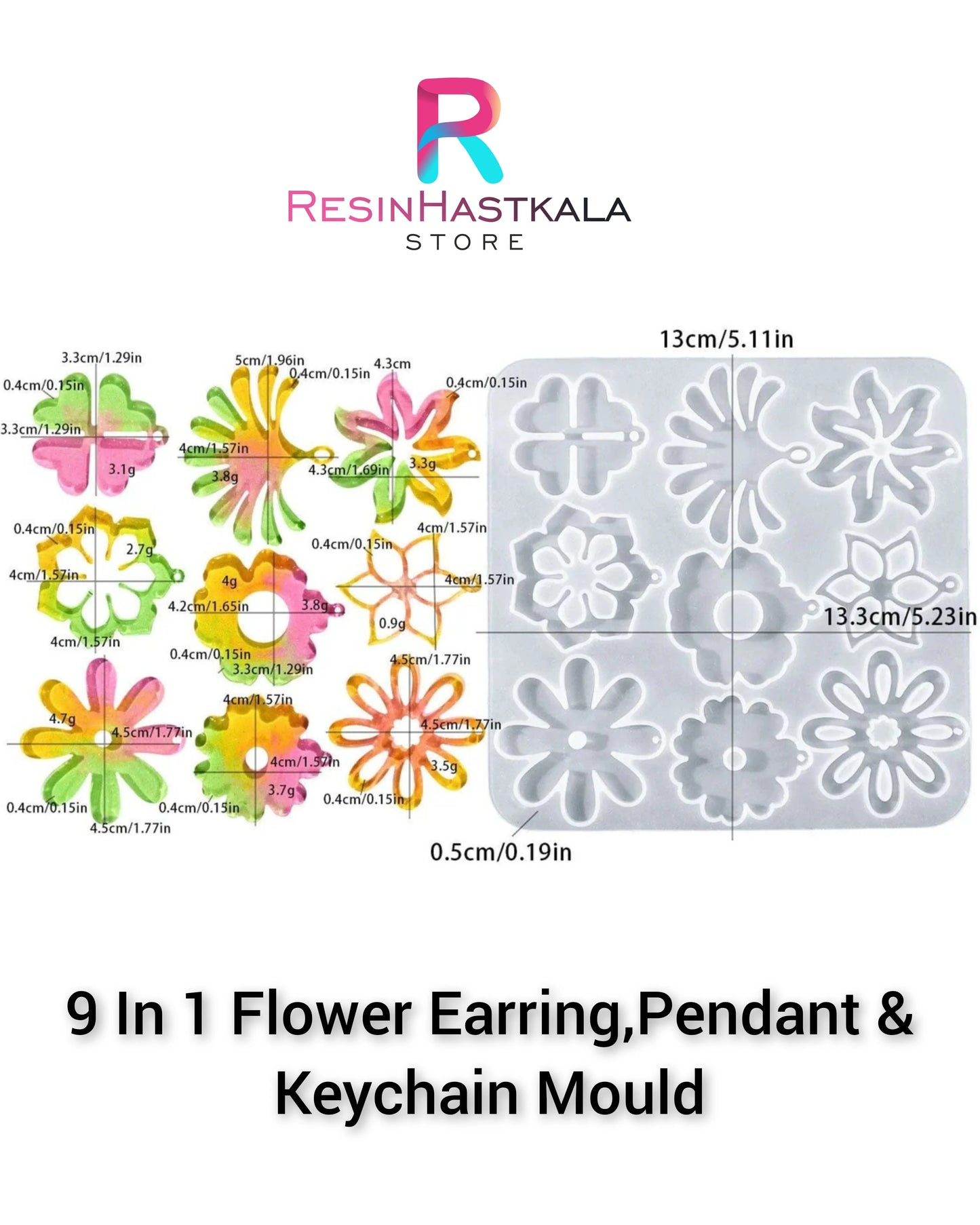 9 In 1 Flower Earring,Pendant & Keychain Mould