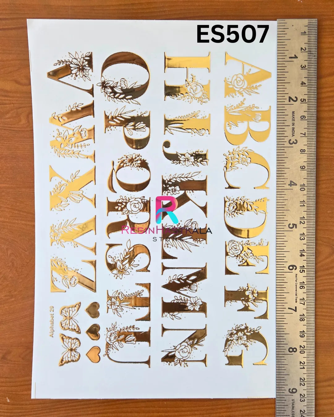 A5 Golden Embossed Sticker – ABCD / Alphabet Design (ES507)