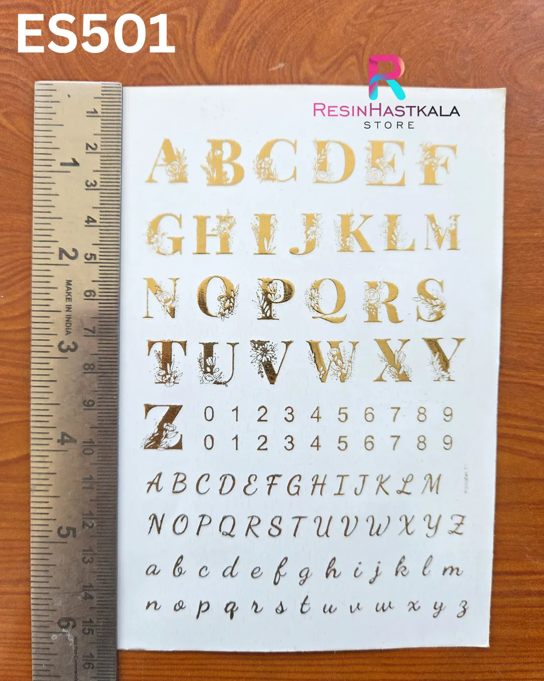 A6 Golden Embossed Sticker – ABCD / Alphabet Design (ES501)