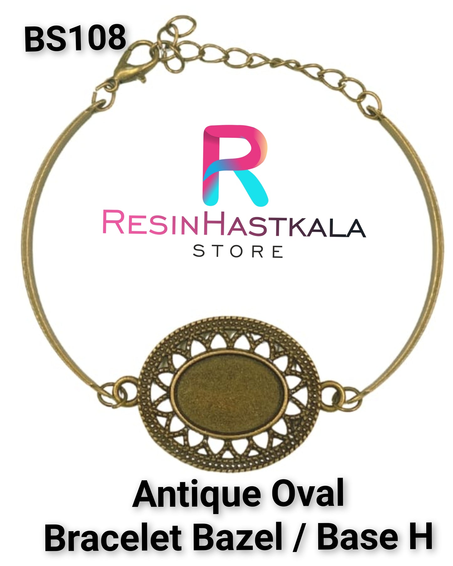 Antique Oval Bracelet Bazel Base H